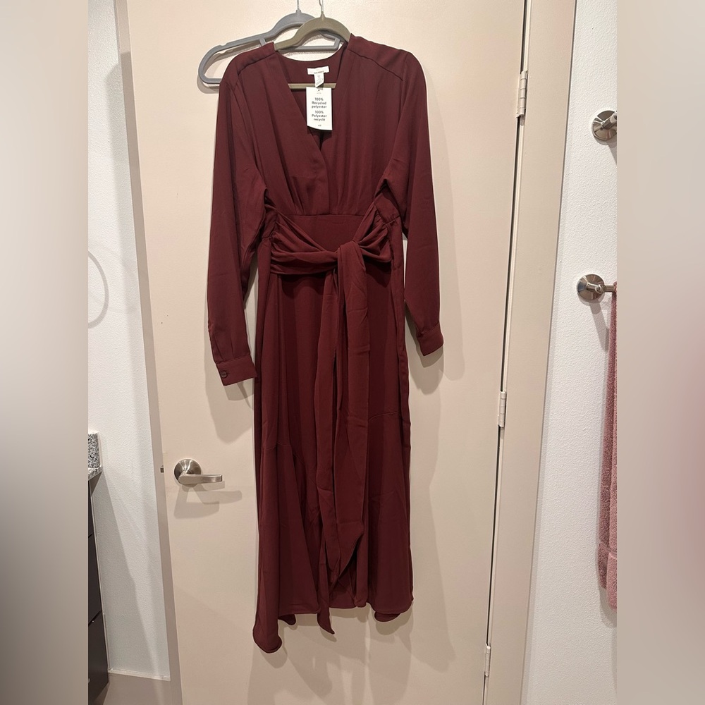 NWT H&M Mama Tie-Detail Crêpe Dress - Picture 4 of 7